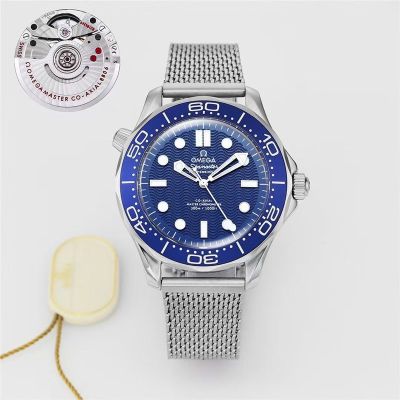 Omega Seamaster 300m 904L Steel Aluminum Bezel Blue Luminous Light 8806 Movement Watch